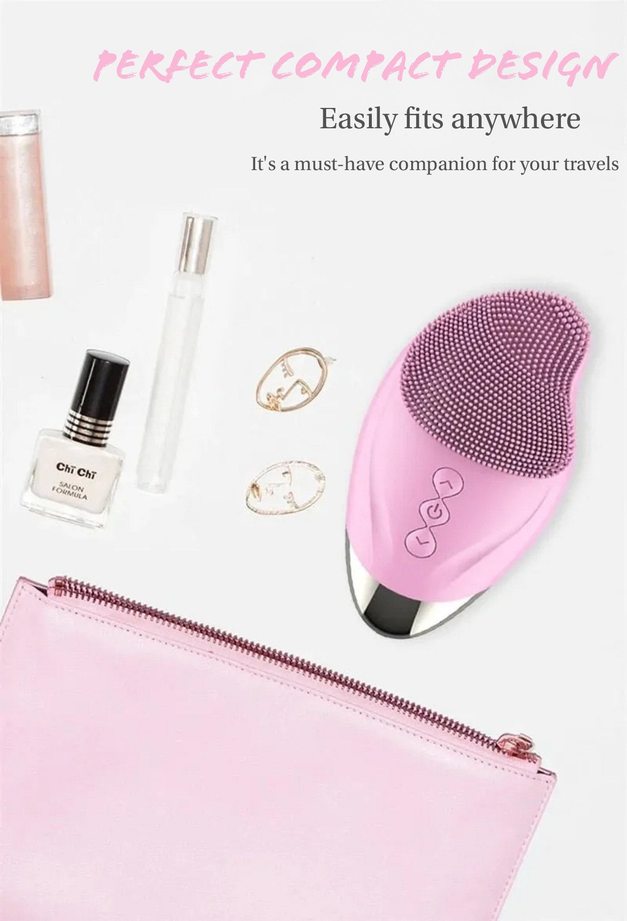 face brush, facial brush, face massager, heat massage, compact design