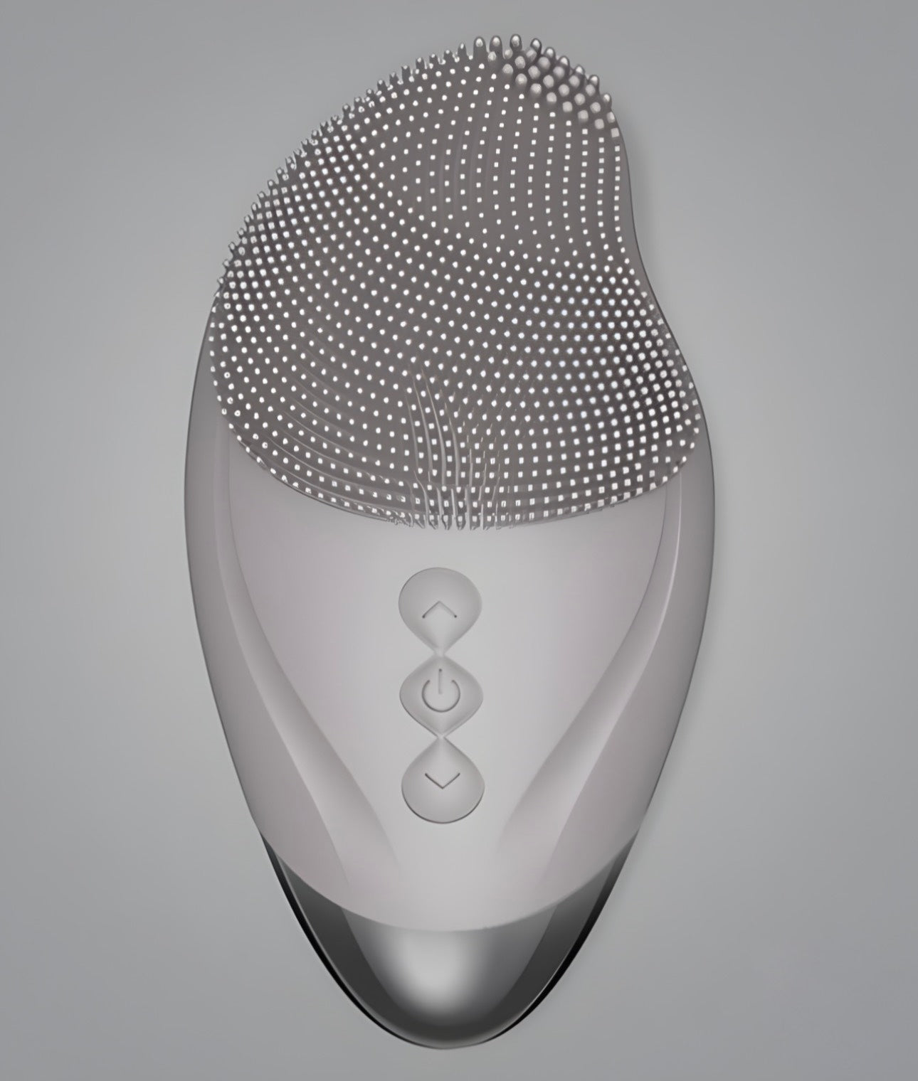 face brush, facial brush, face massager, face massage, front side, gray color